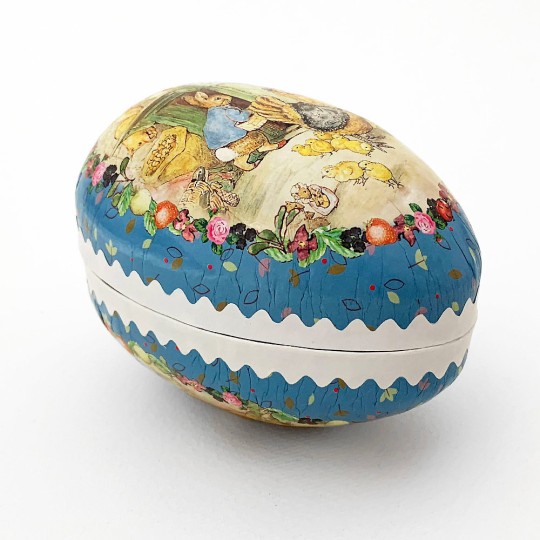 4-1/2" Peter Rabbit Ginger and Pickles Papier Mache Easter Egg Container ~ Germany